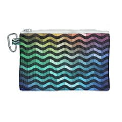 Digital Waves Canvas Cosmetic Bag (large) by Sparkle