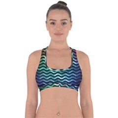 Digital Waves Cross Back Hipster Bikini Top  by Sparkle