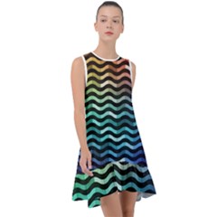 Digital Waves Frill Swing Dress by Sparkle