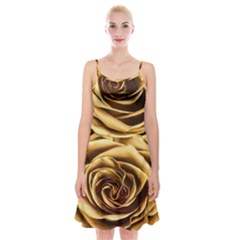 Gold Roses Spaghetti Strap Velvet Dress by Sparkle