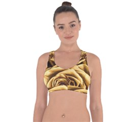 Gold Roses Cross String Back Sports Bra by Sparkle