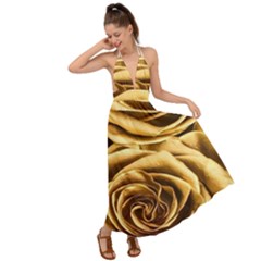 Gold Roses Backless Maxi Beach Dress by Sparkle