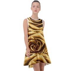 Gold Roses Frill Swing Dress by Sparkle