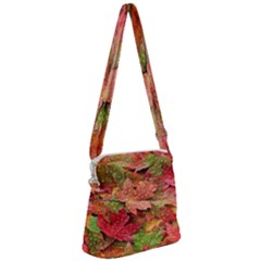 Spring Leafs Zipper Messenger Bag by Sparkle