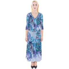 Sea Anemone  Quarter Sleeve Wrap Maxi Dress