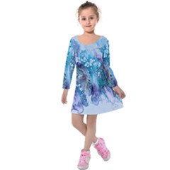 Sea Anemone  Kids  Long Sleeve Velvet Dress by CKArtCreations