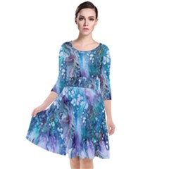 Sea Anemone  Quarter Sleeve Waist Band Dress