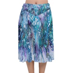 Sea Anemone  Velvet Flared Midi Skirt