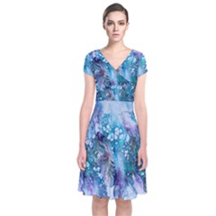 Sea Anemone  Short Sleeve Front Wrap Dress by CKArtCreations