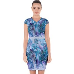 Sea Anemone  Capsleeve Drawstring Dress 