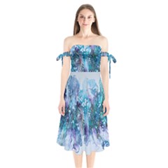 Sea Anemone  Shoulder Tie Bardot Midi Dress by CKArtCreations