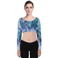 Sea Anemone  Velvet Long Sleeve Crop Top