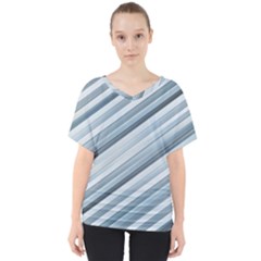 Modern Stripes Print V-neck Dolman Drape Top by dflcprintsclothing