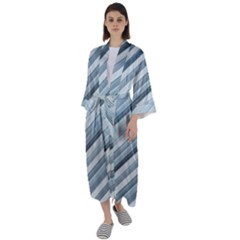 Modern Stripes Print Maxi Satin Kimono