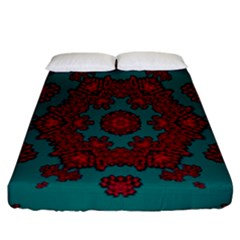 Cherry-blossom Mandala Of Sakura Branches Fitted Sheet (california King Size) by pepitasart