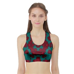 Cherry-blossom Mandala Of Sakura Branches Sports Bra With Border by pepitasart