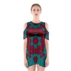 Cherry-blossom Mandala Of Sakura Branches Shoulder Cutout One Piece Dress by pepitasart