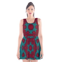 Cherry-blossom Mandala Of Sakura Branches Scoop Neck Skater Dress by pepitasart