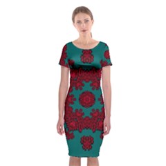 Cherry-blossom Mandala Of Sakura Branches Classic Short Sleeve Midi Dress by pepitasart