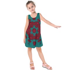 Cherry-blossom Mandala Of Sakura Branches Kids  Sleeveless Dress by pepitasart