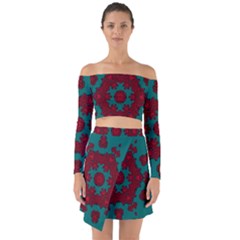 Cherry-blossom Mandala Of Sakura Branches Off Shoulder Top With Skirt Set by pepitasart