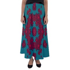 Cherry-blossom Mandala Of Sakura Branches Flared Maxi Skirt by pepitasart