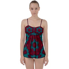 Cherry-blossom Mandala Of Sakura Branches Babydoll Tankini Set by pepitasart