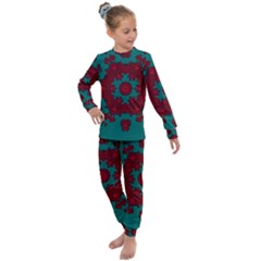 Cherry-blossom Mandala Of Sakura Branches Kids  Long Sleeve Set  by pepitasart