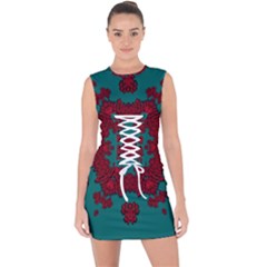 Cherry-blossom Mandala Of Sakura Branches Lace Up Front Bodycon Dress by pepitasart