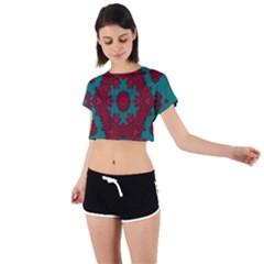 Cherry-blossom Mandala Of Sakura Branches Tie Back Short Sleeve Crop Tee