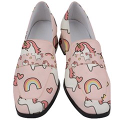 Cute-unicorn-rainbow-seamless-pattern-background Women s Chunky Heel Loafers by Vaneshart