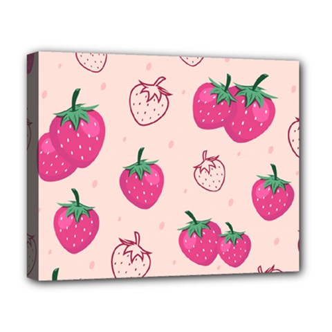 Seamless-strawberry-fruit-pattern-background Deluxe Canvas 20  X 16  (stretched) by Vaneshart