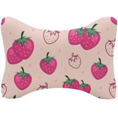 Seamless-strawberry-fruit-pattern-background Seat Head Rest Cushion by Vaneshart