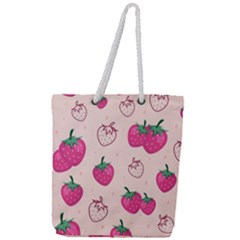 Seamless-strawberry-fruit-pattern-background Full Print Rope Handle Tote (large) by Vaneshart