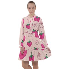 Seamless-strawberry-fruit-pattern-background All Frills Chiffon Dress