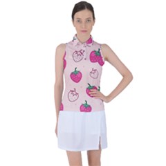 Seamless-strawberry-fruit-pattern-background Women s Sleeveless Polo Tee