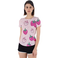 Seamless-strawberry-fruit-pattern-background Back Cut Out Sport Tee