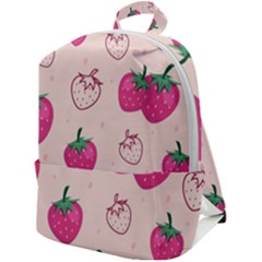 Seamless-strawberry-fruit-pattern-background Zip Up Backpack