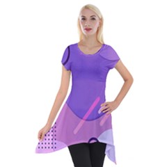 Colorful-abstract-wallpaper-theme Short Sleeve Side Drop Tunic by Vaneshart