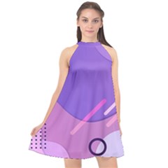 Colorful-abstract-wallpaper-theme Halter Neckline Chiffon Dress 