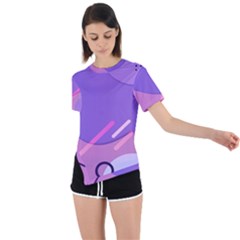 Colorful-abstract-wallpaper-theme Asymmetrical Short Sleeve Sports Tee