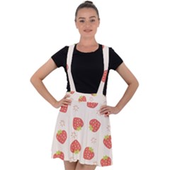 Strawberries-pattern-design Velvet Suspender Skater Skirt by Vaneshart