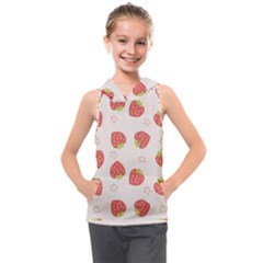 Strawberries-pattern-design Kids  Sleeveless Hoodie