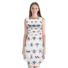 Insects-icons-square-seamless-pattern Sleeveless Chiffon Dress  