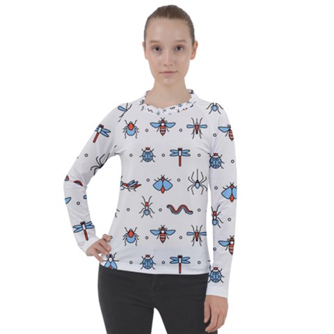 Insects-icons-square-seamless-pattern Women s Pique Long Sleeve Tee by Vaneshart