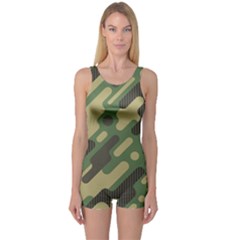 Camouflage-pattern-background One Piece Boyleg Swimsuit by Vaneshart