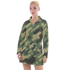 Camouflage-pattern-background Women s Long Sleeve Casual Dress