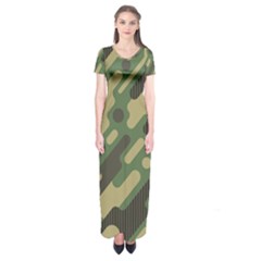 Camouflage-pattern-background Short Sleeve Maxi Dress by Vaneshart