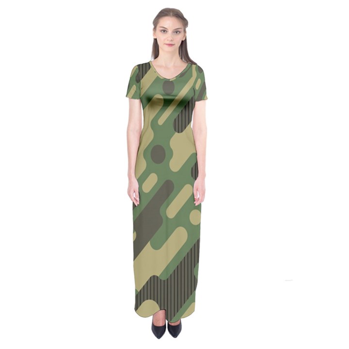 Camouflage-pattern-background Short Sleeve Maxi Dress