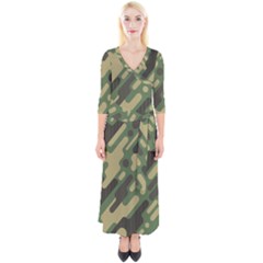 Camouflage-pattern-background Quarter Sleeve Wrap Maxi Dress by Vaneshart